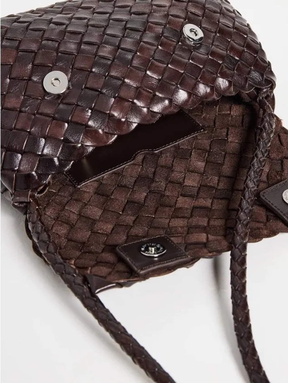 Loeffler Randall Woven Leather Shoulder Bag - Dark Brown - Picture 7 of 8